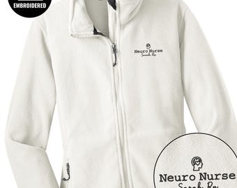Personalized Neuro Nurse Embroidered Full Zip Women Jacket, Z023