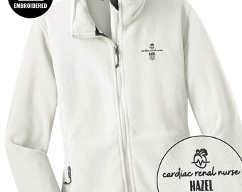 Personalized Cardiac Renal Nurse Embroidered Full Zip Women Jacket, Z018