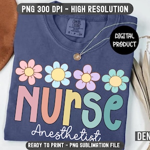 Floral CRNA Nurse PNG, Nurse Anesthetist Clipart, Sublimation Design, Digital Nurse Appreciation Gift, CRNA Png File, Instant Download,
