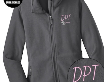 Personalized Doctor of Physical Therapy Embroidered Full Zip Women Jacket, Z028