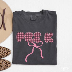 Retro Pre-K Teacher Shirt, Bow Pre-K Shirt, Checkered Pre K Tee, Teacher Tshirt, Pre K T-shirt, Pre K Team Shirt, Back to School Shirt B062