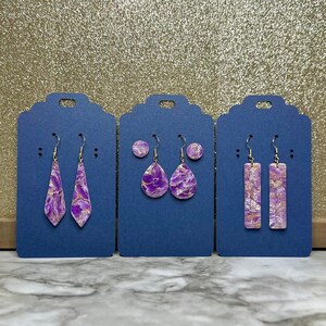 Amethyst Dreams Polymer Clay Earrings – Handmade with Gold Foil Accents