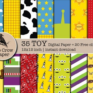35 SPIELZEUG digitales Papier | Papiere Scrapbook STORY | Hintergründe | Spielzeug Muster Texturen | sofort download