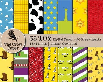 35 SPIELZEUG digitales Papier | Papiere Scrapbook STORY | Hintergründe | Spielzeug Muster Texturen | sofort download