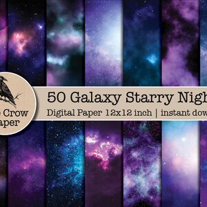 50 galaxy digital paper space Stardust | Digital Paper | sky | Scrapbook | Starry Night | modern Backgrounds | textures | instant download