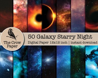 50 galaxy digital paper space Stardust | Digital Paper | sky | Scrapbook | Starry Night | modern Backgrounds | textures | instant download