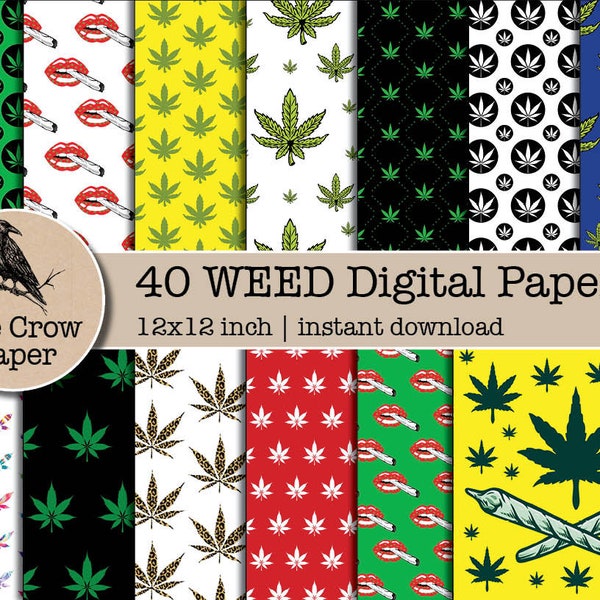 40 Weed Cannabis digital paper | Marijuana Cannabis 420 Patterns | Scrapbooking Backdrop Backgrounds | instant jpeg download