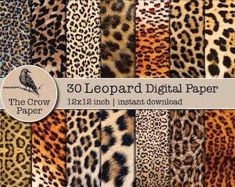 30 Leopard animal skin digital paper | Papers Scrapbook | Cheetah Backgrounds | Leopard Print Pattern textures | instant download No2