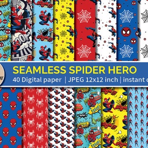 40 SEAMLESS Spinne Held Digitales Papier | Sammelalbum Comic Papier | Spinne Held Hintergründe | Web Slinger Pattern Texturen | sofort download