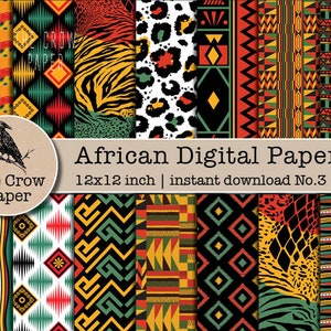 Carta digitale africana Kwanzaa / Papers Scrapbook / Sfondi Juneteenth / Texture modello Kwanzaa / download istantaneo