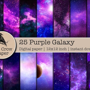 25 Purple galaxy digital paper space Stardust | Digital Paper | sky | Starry Night | modern Backgrounds | textures | instant download
