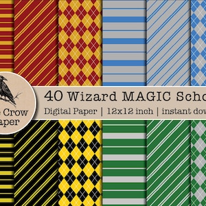 40 WIZARDING WORLD carta digitale / Scuola di magia / Sfondi della scuola di magia / Texture di motivi di streghe e maghi / download immediato