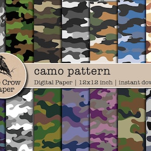Camouflage digital paper | Papers Scrapbook | Army Camo Design Backgrounds | Pattern textures | instant download