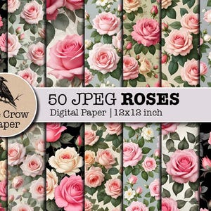 50 Vintage Shabby Chic digital paper | vintage flower floral Patterns Paper | roses floral pattern Scrapbooking | instant download