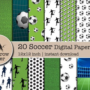 20 Fußball Digitale Papiere | Sport digitales Papier | Grünes Fußball Scrapbook | Fußball WM Hintergrund | sofort download