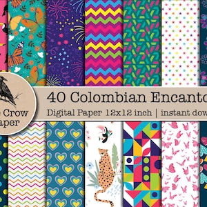 40 Colombia Movie Encanto Inspired digital paper |  Encanto Patterns Paper |  Scrapbooking | instant download
