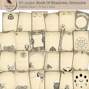 80 pages Book Of Shadows | Grimoire pages | spell book digital paper | Gothic Novel Junk Journal Witchcraft Bundle | instant download
