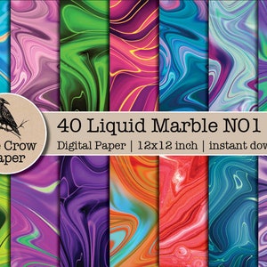 40 Liquid Marble Digitales Papier |  Marmorfarben | Marmor Hintergrund | Marmormuster Papier | Scrapbooking | sofort download