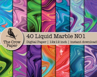 40 Flüssige Murmel digitales Papier |  Marmor Farben | Marmor Hintergrund | Marmor Muster Papier | Scrapbooking | sofort download