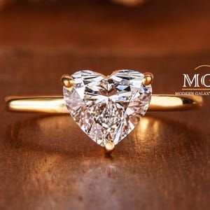 Heart cut Lab Grown Diamond Ring, E-F/VS Lab Grown Diamond Ring, Heart Cut Diamond Ring, 14k Gold Engagement Ring, Gift For Her, Love Ring