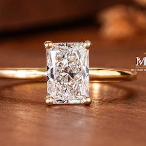 Radiant cut Lab Grown Diamond Ring, Radiant cut Diamond Ring, Solitaire Diamond Ring, 14k Gold Engagement Ring/Wedding Ring Anniversary Gift