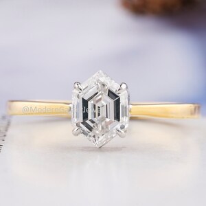 1.02 CT F Color VS2 Clarity IGI Certified Hexagon Shape Lab Grown Diamond Ring, Engagement Ring, Wedding Ring, Anniversary Ring, M336