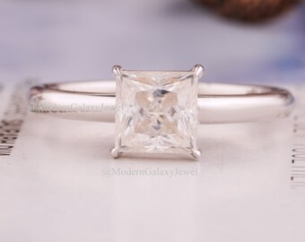 2.0CT E-F/VS Princess cut Lab Grown Diamond Engagement Ring, 14K White Gold Lab Diamond Ring