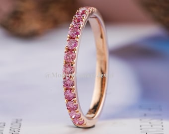 Lab Grown Diamond Ring, Fancy Pink color Round cut Lab Grown Diamond 14k Gold Ring, Wedding Ring, Engagement Ring, Anniversary Ring, M297