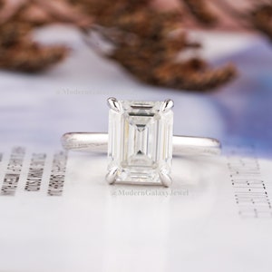 3.49 CT 10 X 8 MM Emerald cut Moissanite Diamond Ring, 14k Gold Ring, Moissanite Ring, Engagement Ring, Wedding Ring, Anniversary Ring, M342