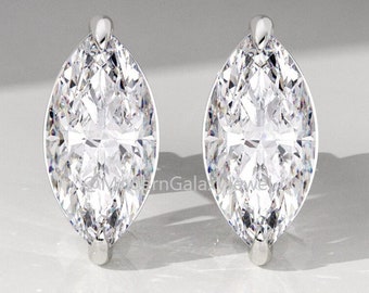 2.0CTW Marquise cut Lab Grown Diamond Studs Earrings, 14K White Gold Solitaire Diamond Earrings
