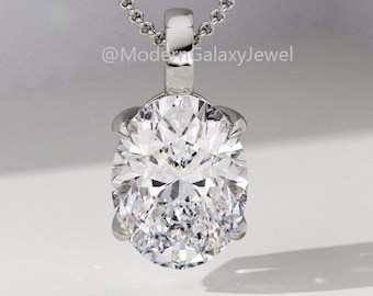 Oval cut Lab Grown Diamond Necklace, Oval cut Lab Grown Diamond Pendant, 1.0 CT Oval cut Lab Grown Diamond 14k Gold Dainty Diamond Necklace