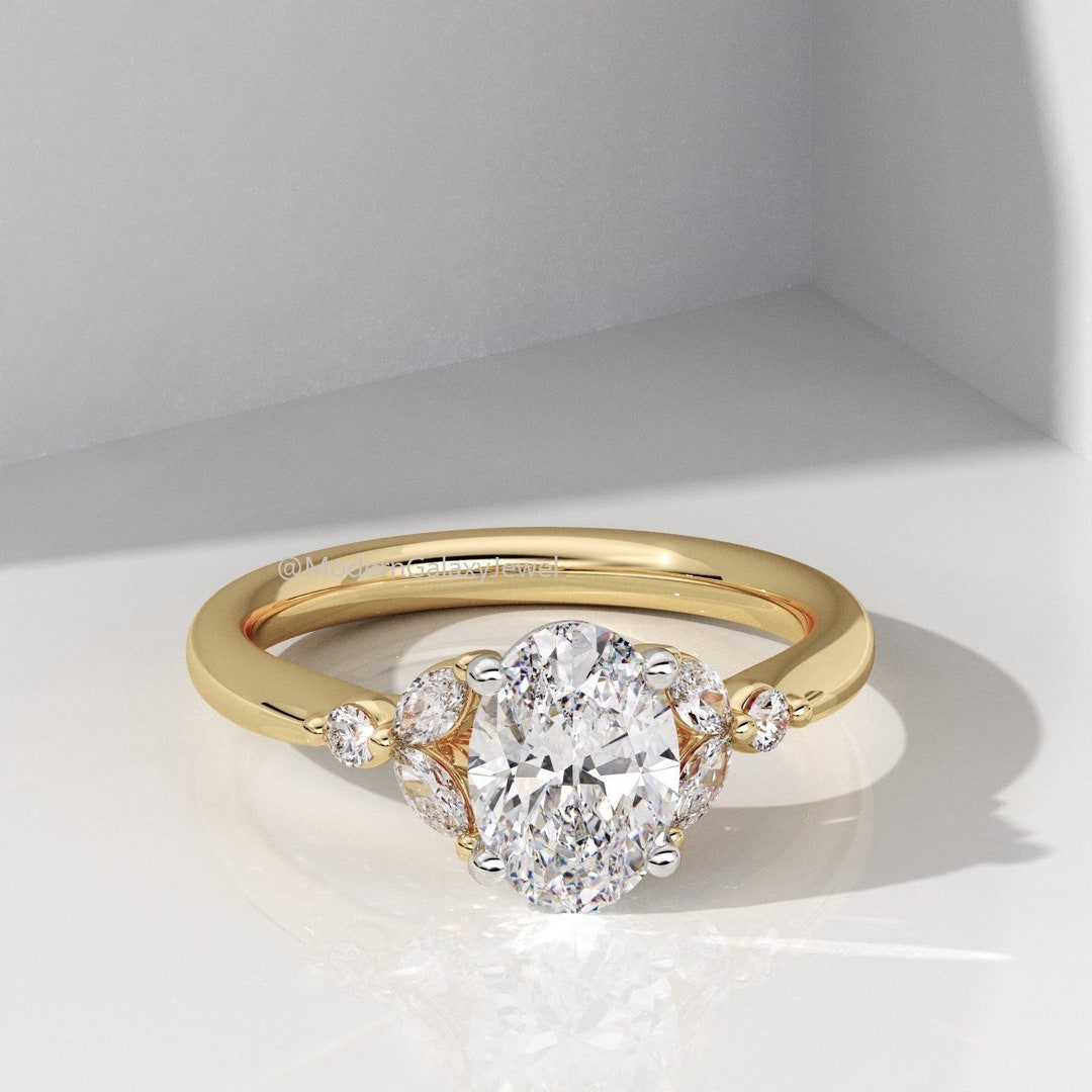 2.0 CT F/VS1 IGI CERTIFIED Oval Cut Lab Grown Diamond Ring, 14k Gold ...
