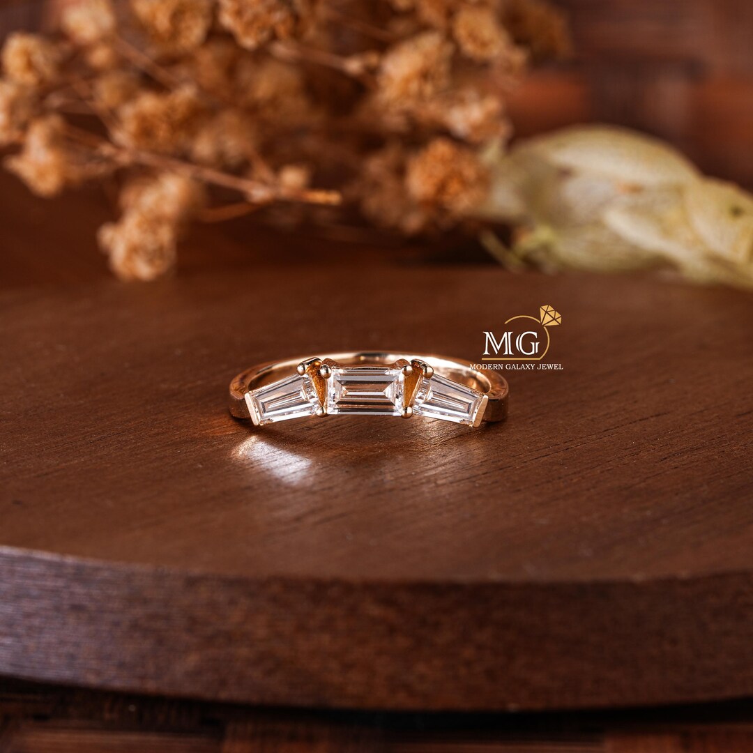 Baguette Cut Diamond Band, Lab Grown Diamond Band, 14k Gold Wedding ...