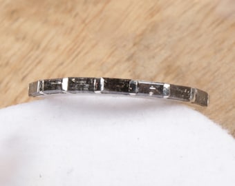 Salt and Pepper Baguette cut Diamond Ring, 14k White Gold Baguette Diamond Ring, Salt and Pepper Diamond Ring, Stacking Band, Wedding Band