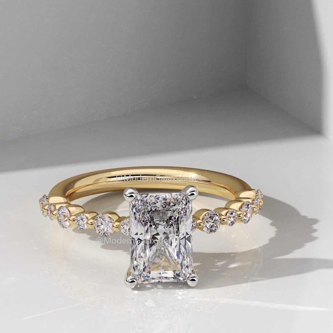 2 Carat F/VS1 IGI CERTIFIED Radiant Cut Lab Grown Diamond Ring, 14k ...