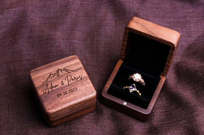Personalized Wedding Ring Box Custom Wood Ring Box Engagement - Etsy