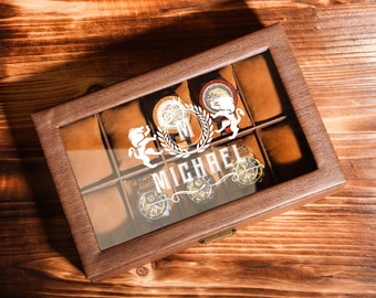 Personalized Watch Box - Holds 10 Watches, Watch Organizer, Watch Storage, Custom, Christmas gift, Dad gift, Man gifs