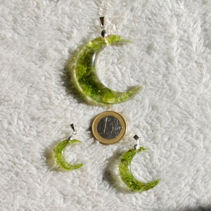 Celestial moon pendant with real moss and epoxy resin image 6