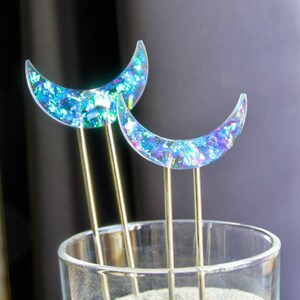 Fairy Hairstick with sparkling crescent moon, hairpin, hair needle image 3