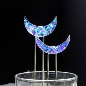 Fairy Hairstick with sparkling crescent moon, hairpin, hair needle image 2