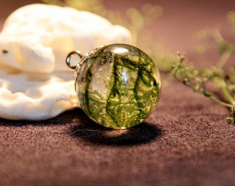 Sphere pendant real moss and epoxy resin