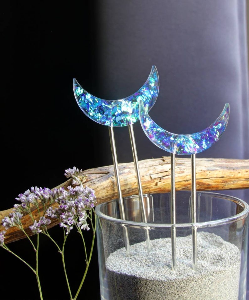 Fairy Hairstick with sparkling crescent moon, hairpin, hair needle image 1