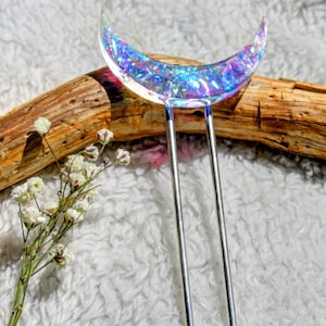 Fairy Hairstick with sparkling crescent moon, hairpin, hair needle image 5