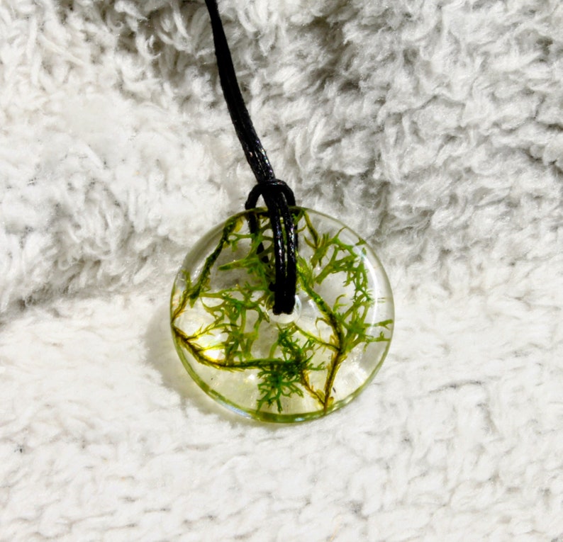 Unique moss necklace/pendant made from epoxy resin image 3