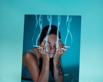 Portrait photography artistic woman smoke photo print