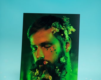 Flower beard portrait photo print