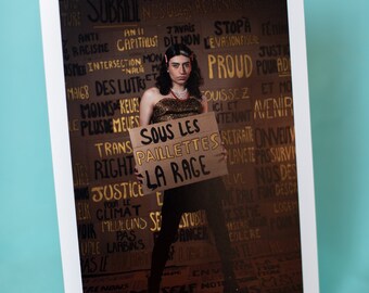 Photo print portrait struggle sign slogan queer lgbt feminist demonstration