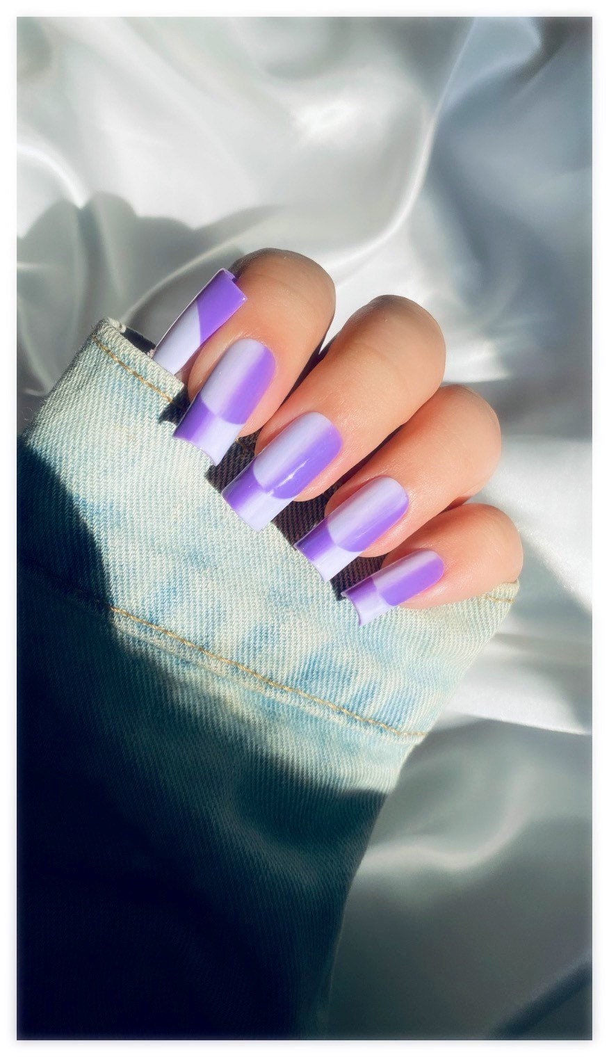 Purple/lilac Contrast Ombre French Gel Handmade Press on - Etsy