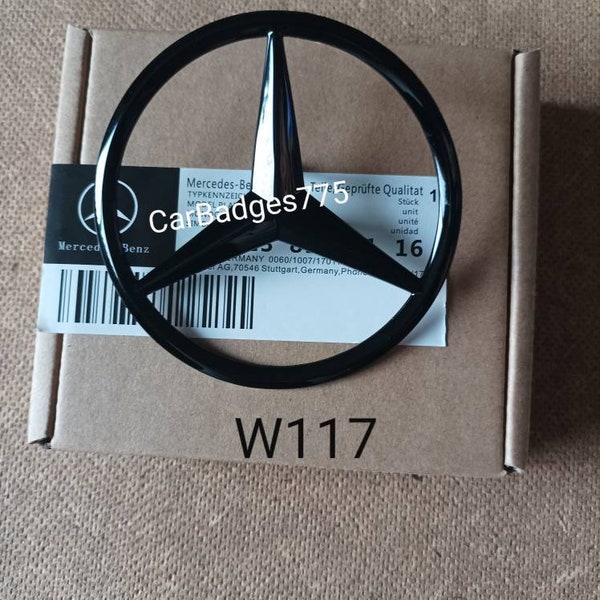 Für Mercedes CLA W117 Heckdeckel-Emblem Stern – Glanzschwarz 82 mm