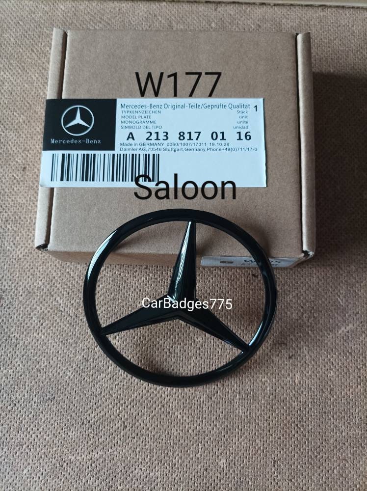 Für Mercedes Benz A-Klasse W177, glänzendes schwarzes hinteres  Kofferraumabzeichen 2018+ Limousine, 80 mm